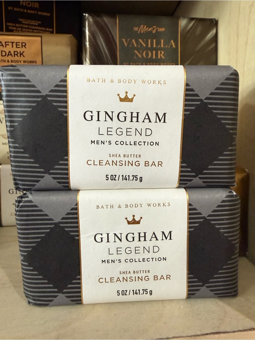 2 Bath & Body Works Gingham Legend Men's Cleansing Bar - Gray, White, Gold